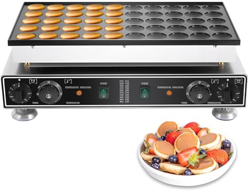 50 LöCher Poffertjes Maker, Kommerzielle Edelstahl-Waffeleisen | 50°C - 300°C Temperaturregelung, 0-5 Minuten Zeiteinstellung für den gewerblichen Heimgebrauch