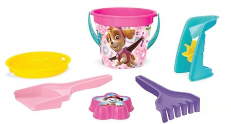 Wader 81137 - Paw Patrol Sandspielzeug Set mit 3,4 L Eimer, Sieb, Sandmühle, Schaufel, Rechen und Sandform, 6-teilig, für Kinder ab 12 Monaten, als Geschenk für kreatives Spielen