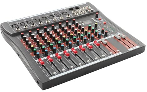 Mischpult 8 Kanal Audiomixer 20Hz bis 30KHz 0.5dB 10 Segment -24dB bis CLIP Bluetooth 48V Phantomspeisung