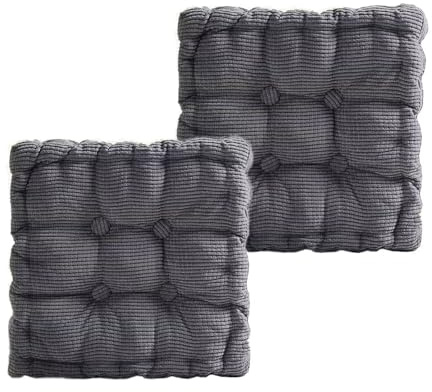 BohrenCL 2er Set Sitzkissen Outdoor, Stuhlkissen, 100% Baumwolle Dicke Sitzpolster, Bodenkissen für Gartenstuhl, Küche oder Esszimmer, Indoor und Outdoor 45x45cm