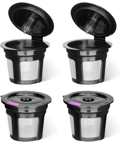 Correa Reusable K Cups for K Mini, K Elite, K Classic, K Compact, K Latte, K Select and All 2.0 & 1.0 Coffee Makers 4PCS