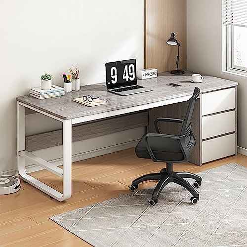 Moderner industrieller Computertisch mit 3 Schubladen, stabiler PC-Arbeitsplatz, Kabelmanagement, Heimbüro, Schreibtisch, Executive-Schreibtisch (Grau, 99,1 x 50,8 x 73,7 cm)