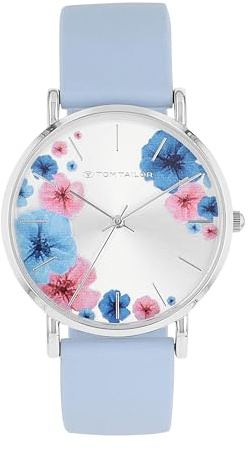 TOM TAILOR - Damen Quarz Armbanduhr - Alloy Gehäuse - Silikon Armband - Wasserdicht 3 Bar - Blumen Design
