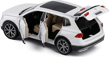 XGFFBAGB 1:32 Für Tiguan L Legierung Pull Back Auto Modell Offene Tür Spielzeug(White,with Box)
