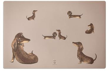 Schreibtischunterlage für Kinder – „Dackel“ – 60 x 40 cm – aus Premium Vinyl – Made in Germany (taupe)