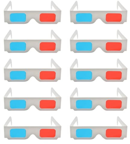 50 Piezas Gafas 3D Anaglifo de Cartón Rojo Azul | Doble Capa 250g, Cómodas y Portátiles, para Vídeos, Dvd y Juegos 3d