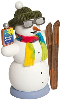 Kuhnert Rauchmann/Räucherfigur aus Holz - Schneemann Apre´s Ski - ca. 13 cm - Made in Germany