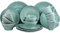 Elama Vajilla de cerámica con relieve, 16 piezas, color turquesa
