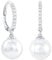 Amor Creolen 925 Sterling Silber Damen Ohrschmuck, mit Zirkonia synth., mit Muschelkernperle, 2,9 cm, Silber, Kommt in Schmuck Geschenk Box, 2023876
