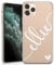 TULLUN Personalised Phone Case for iPhone 7 plus / 8 plus - Clear Soft Gel Custom Cover Colour Heart and Diagonal Initials Name Text - White
