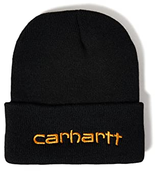 Carhartt Herren Isolierte Strickmütze mit Logo-Grafik und Umschlag, Schwarz, OFA