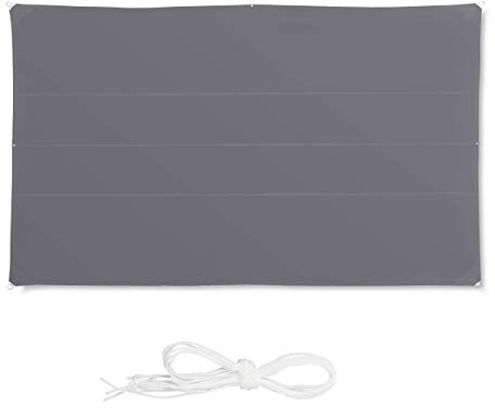 Relaxdays Voile d’ombrage Rectangle 4x6 m diffuseur Ombre Protection Soleil Balcon Jardin UV terrasse imperméable, Gris, 4 x 6 m
