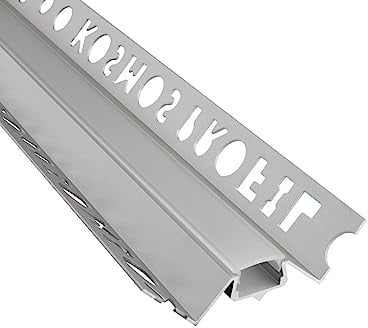IN-T77 LED Alu Fliesenprofil Ecke aussen 10mm silber + Abdeckung Abschlussleiste Fliesen für LED-Streifen-Strip 1m milky