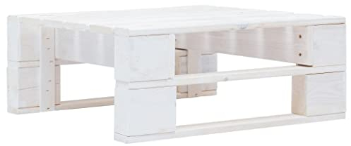 vidaXL Holz Gartenhocker für den Innen- und Außenbereich Fußbank Sitzhocker Couchtisch Beistelltisch Palettenmöbel Gartenmöbel Palettenhocker Hocker Weiß