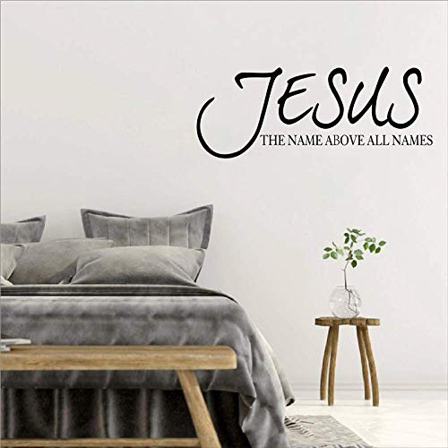 Jesus Name Über Alle Namen Zitieren Wandtattoo Vinyl Bibel Religiösen Vers Beten Buchstaben Wandtattoo Dekoration Wandbild Kunst 56X20 Cm