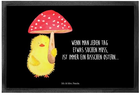 Mr. & Mrs. Panda 50 x 75 cm Fußmatte Küken Fliegenpilz - Ostergeschenke, Osterdeko, Geschenk, Ostergrüße, Ostergeschenke, Ostern Kinder, Fußmatten,