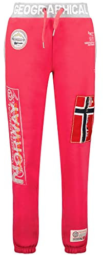 GEO NORWAY Myer Lady - Pantalon Jogging Femme - Pantalons Training Sport Fitness Confortable Elastique Taille Running Casual - Survêtement Yoga Femmes Poches Coton Polyester Rose Flash - S