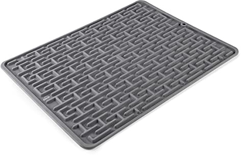 LACOR - 66774 Abtropfgestell, Silikonmatte für Teller und Besteck, Abtropfgestell, Geschirr-Trockenmatte, Abtropfschale, BPA-frei, 43 x 32,5 cm, Schwarz | Langlebiges Profi-Utensil; entwickelt für optimale Leistung und schnelle, unkomplizierte Reinigung in der Spülmaschine