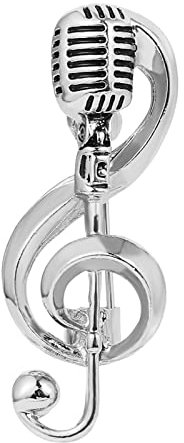 JIgeren Broche note musicale, broche créative de microphone, note de musique, broches émaillées, sac en alliage, épinglette, bijoux de décoration, cadeau pour femmes, hommes, garçons et filles, Argent