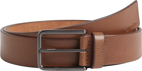 Calvin Klein Herren Gürtel Ledergürtel, Braun (Dark Tan), 130 cm