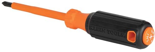 Klein Tools 6834INS Insulated Screwdriver, Made in USA, 1000V #2 Phillips Tip Screwdriver with 4-Inch Shank, Tip-Ident, Cushion-Grip Handle