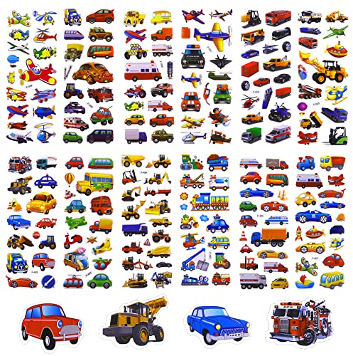 TIESOME 3D 12 Blatt Auto Sticker, Aufkleber Kinder Autos und LKW Aufkleber Feuerwehr Sticker DIY Kinderaufkleber für Handwerk Scrapbooking Mädchen Jungen Lehrer