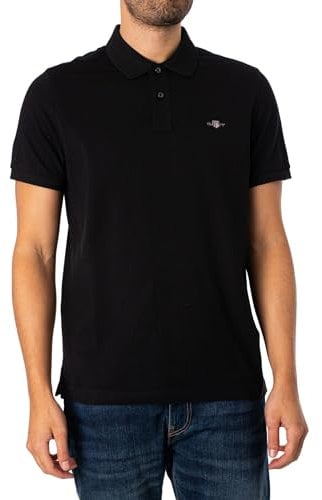 Gant Herren Reg Shield Pique Polohemd, Schwarz, XL EU
