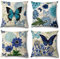 OCEUMACO Leinen Kissenbezug 50x50 Blau Blumen Muster Kissenhülle 4er Set Quadratisch Sofakissen Dekokissen Bezug für Couch Boho Butterfly Kissen Kissenbezüge Outdoor Deko Couchkissen Zierkissen