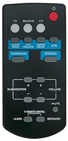 AULCMEET FSR60 WY57800 Replacement Remote Control fit for Yamaha Soundbar ATS-1010 YAS-101BL YAS-201 ATS-201 YAS-201BL YAS-101 YAS-101Bl YAS-CU201 WY57800 ATS1010 YAS101 YAS101BL YAS101Bl