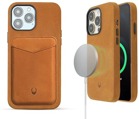 DONBOLSO iPhone 13 Pro Max Hülle Leder – Apple iPhone Hülle in Braun – Kompatibel mit MagSafe – Lippenschutz für das Display – Klassisch eleganter Leder-Softgrip – Starke magnetische Handyhüllen