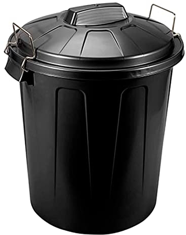 Acan Tradineur - Cubo de Basura con Asas metálicas y Tapa, plástico Resistente, contenedor de residuos, Papelera, Reciclaje, Industrial, hogar, Fabricado en España (Negro, 70 litros)