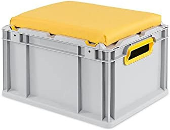 PROREGAL Eurobox NextGen Seat Box Gelb | HxBxT 26,5x30x40cm | 20 Liter | Griffe offen | Eurobehälter, Sitzbox, Transportbox, Transportbehälter, Stapelbehälter