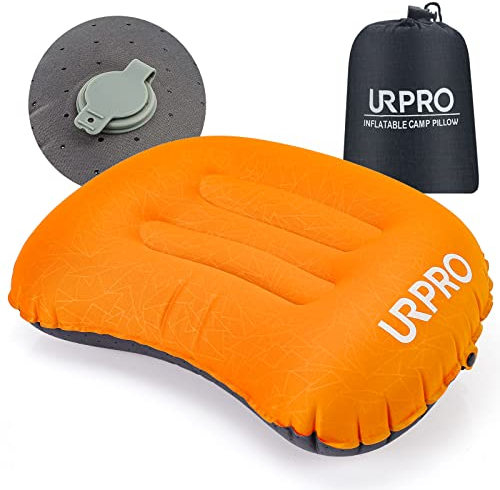 URPRO Ultraleichtes aufblasbares Camping-Reisekissen – komprimierbares, kompaktes, bequemes, ergonomisches aufblasbares Kissen für Nacken- und Lendenwirbelstütze, Camp, Wandern, Rucksackreisen
