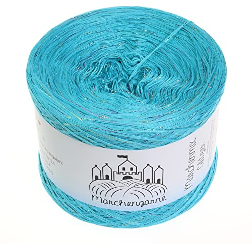 Bobbel Wolle Uni + Multicolour Glitzer 300g - 1140m 4Fach Größe Strickwolle Häkeln (Riviera Multicolour Glitzer)