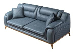 Sofa Blau 3 Sitzer Wohnzimmer Couch Design Chesterfield Italienischer Stil Möbel