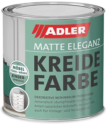ADLER Kreidefarbe, 375 ml, AS 23/1 Wildschwein, Grau, matte Oberfläche, schnelle Trocknung, atmungsaktiv, für Möbel und Deko