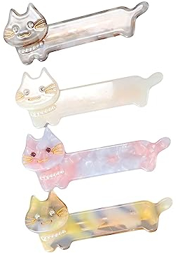 Vctitil Set di 4 fermagli per capelli in acetato, graziose mollette per capelli a forma di gatto coreano con becco d'anatra, in resina acrilica, per ragazze e donne (multicolore)