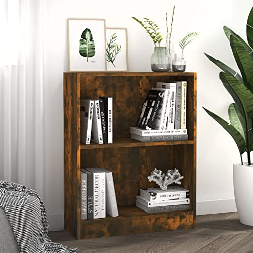 FIRBNUS Bücherregal Räuchereiche 60x24x74,5 cm Holz Lagerregale Abstellraum Regal Wohnzimmer Regal Schmal Industrial Wohnzimmer Möbel 2 Fächer
