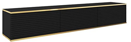 Meuble TV en or 175 cm suspendu, différentes couleurs, meubles de salon, style moderne (noir II)