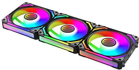 TZMRIT Block Fan Module 120 UNI FAN Schwarz,Rgb Lüfter 120mm,Infinity Mirror Daisy-Chain ARGB Lüfter Triple Pack with Controller