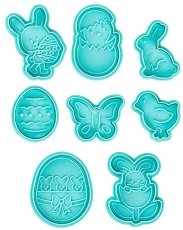 Ideen mit Herz Ausstechformen inkl. Prägestempel | Ostermotive | Oster-Hase, Küken, Schmetterling | Frühlings-Dekoration | Keks-Ausstecher | Backen | lebensmittelecht | 8 Stück