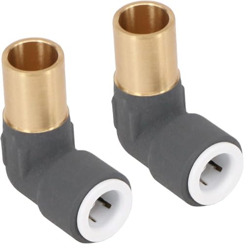 Radiator Valve Reducer Elbow Compression 15mm x 10mm Push Fit Anthracite x 2