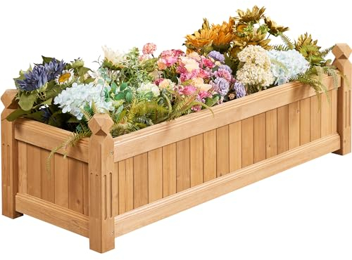 Yaheetech Carré Potager en Bois Bac de Culture pour Jardin Cour Serre Bac à Fleurs Légumes Herbes Aromatiques 110,5 cm L × 40 cm l × 35,5 cm H
