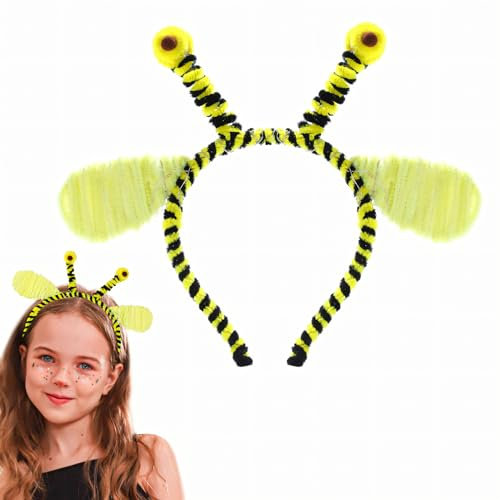 Flayem Serre-tête abeille - Bandeau à pompons - Bandeau de fête - Accessoire de tête pour femme (A)