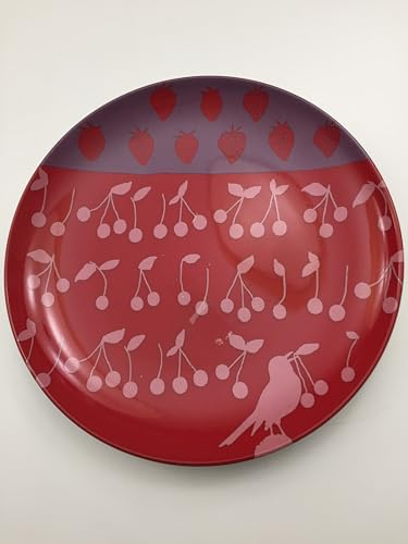 Service de gâteau plat gâteau 32 cm et 6 soucoupes sucrées 21 cm Décoration cerises et champignons