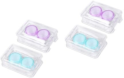 PartyKindom 4pcs Glasses Lenses Cleaning Case Compact Storage Box for Lenses Blue Tweezers Pick Stick