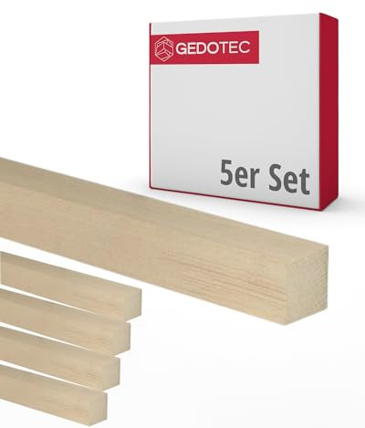 Gedotec Holzleisten Buche - 5 Stück 20x20x950 mm - Bastelholz rechteckig | Flachleiste glatt BASIC aus Massivholz - unbehandelt & astfrei - für Modellbau, DIY & Möbelbau - Made in Austria