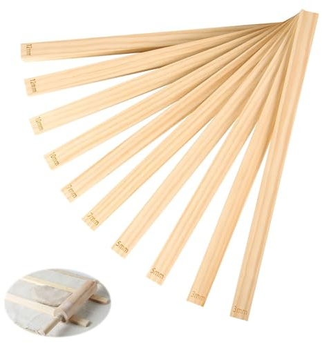 GIONAR Set di 10 guide di spessore per mattarello in argilla per ceramica, 5 guide per fango di dimensioni, bastoncini guida per il rotolamento del legno, strumenti in legno per un controllo preciso