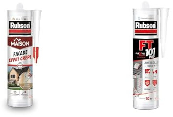 Rubson - Mastic Acrylique pour Joints & Fissures, Effet Crépi (Cartouche de 280 ml) - Mastic Polymère de Haute Qualité, Translucide, Étanche, Multi-Usages, Intérieur & Extérieur