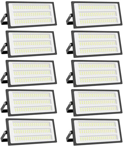 Viugreum 10Pack 100W Led Strahler Außen 10000LM Led Fluter Aussen IP66 6500K Flutlicht Kaltweiss Scheinwerfer Aussenstrahler Flutlichtstrahler fur Hinterhof Auffahrt Garage